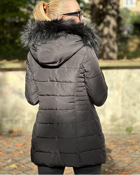 Bunda dámská Guess dlouhá s kožíškem